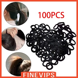 [Finevips] ยางรัดผมหางม้า ขนาดเล็ก 0.9 นิ้ว สีดํา 100 ชิ้น