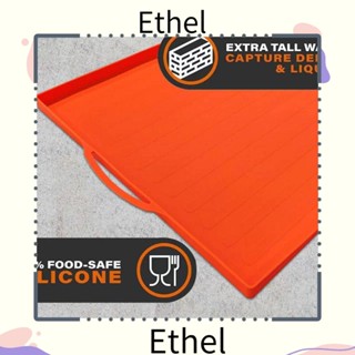 Ethel1 แผ่นย่าง พร้อมที่จับ 35.24x21.26 นิ้ว พร้อมที่จับซิลิโคน ป้องกันแมลง หนู และแมลง สีส้ม