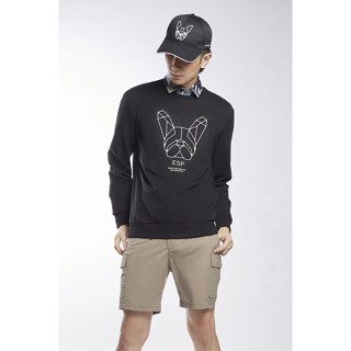 ESP สเวตเตอร์เฟรนช์ชี่แต่งลายนูน ผู้ชาย สีดำ | Embossed Frenchie Sweater | 03828