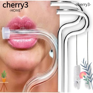 Cherry3 หลอดดูดเครื่องดื่มค็อกเทล ต่อต้านริ้วรอย ใช้ซ้ําได้ พร้อมแปรงทําความสะอาด 4 ชิ้น