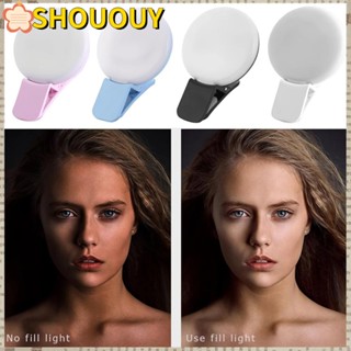 Shououy แหวนไฟเซลฟี่ LED แบบคลิปหนีบ ขนาดเล็ก แบบพกพา ชาร์จ USB สําหรับโทรศัพท์มือถือ