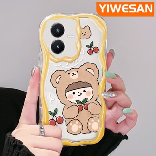 เคสโทรศัพท์มือถือแบบนิ่ม ใส กันกระแทก ลายการ์ตูนหมี เชอร์รี่ สําหรับ VIVO Y22 Y22s