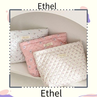 Ethel1 กระเป๋าเครื่องสําอาง กระเป๋าคลัทช์ ผ้าฝ้าย ลายดอกไม้ จุของได้เยอะ สําหรับผู้หญิง