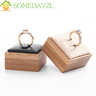 Somedayzl กล่องไม้ ขนาดเล็ก สีพื้น สําหรับโชว์เครื่องประดับ แหวนแต่งงาน