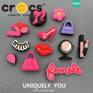 barbie jibbitz crocs แท้ จี้หัวเข็มขัด รูปตุ๊กตาบาร์บี้น่ารัก สีชมพู สําหรับตกแต่ง DIY