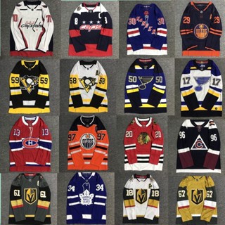 เสื้อกีฬาฮอกกี้ ปักลาย Nhl Hockey Jersey ทรงหลวม สไตล์ฮิปฮอป เรโทร