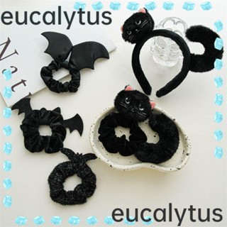 Eucalytus1 ที่คาดผม แต่งหูแมว ผ้ากํามะหยี่ขนนิ่ม เครื่องประดับ สําหรับปาร์ตี้ฮาโลวีน คริสต์มาส