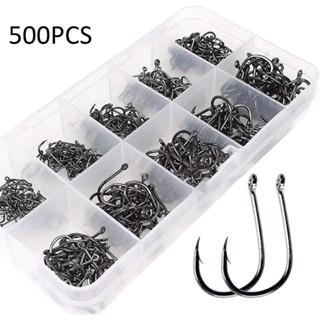 500pcs Fishing Hook Set Mixed Size Barbed Job Lot Carps Coarse Fly Fishing