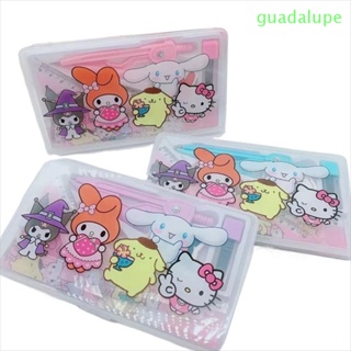 Guadalupe ไม้บรรทัดเข็มทิศ ชุด 7 ชิ้น / เซต เครื่องเขียน เรขาคณิต เครื่องมือ My Melody พลาสติก นักเรียน คณิตศาสตร์ ไม้บรรทัด