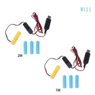 Will อะแดปเตอร์พาวเวอร์ซัพพลาย USB แบบเปลี่ยน สําหรับแบตเตอรี่ AA 4 AA 6V สําหรับไฟ Led