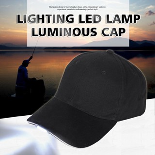 Black Baseball Cap 5 LED Lights Adjustable Fishing Camping Hiking Torch Hat