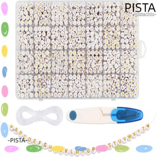 Pista ลูกปัดตัวอักษร สีทอง 4x7 มม. 24 ช่อง สําหรับทําเครื่องประดับ สร้อยข้อมือ