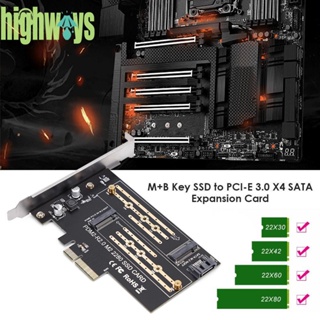 อะแดปเตอร์การ์ดขยาย M.2 NVME เป็น PCIE M+B Key SSD เป็น PCI-E 3.0 X4 SATA [highways.th]