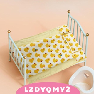 [Lzdyqmy2] ชุดเครื่องนอน ผ้าห่ม หมอน ขนาดเล็ก สเกล 1/12 DIY สําหรับตกแต่งบ้านตุ๊กตา