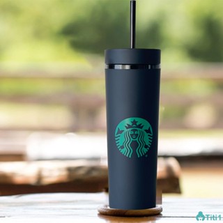 Starbucks สครับถ้วยตรงพลาสติกสองชั้นสีดำถ้วยฟางความจุขนาดใหญ่ Double Wall Cup 500 Ml TH1