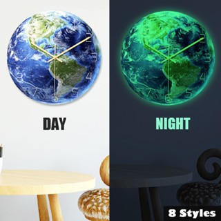 Lianli Creative 3D Acrylic Luminous Earth Wall Clock Silent Numbers Bedroom Home Decor