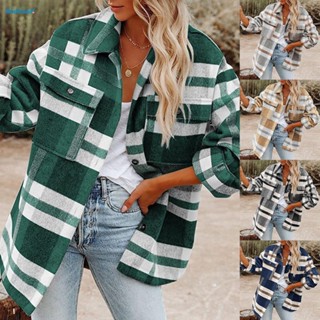 【HODRD】Versatile Oversize Tartan Tops Womens Check Fleece Winter Coat for Fashionistas【Fashion】