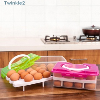 Twinkle กล่องพลาสติก สองชั้น อเนกประสงค์ ความจุขนาดใหญ่ 3 สี 24 ช่อง สําหรับเก็บไข่สด