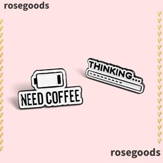 Rosegoods1 เข็มกลัด โลหะผสม รูปหมวกกาแฟ ใช้แบตเตอรี่ต่ํา