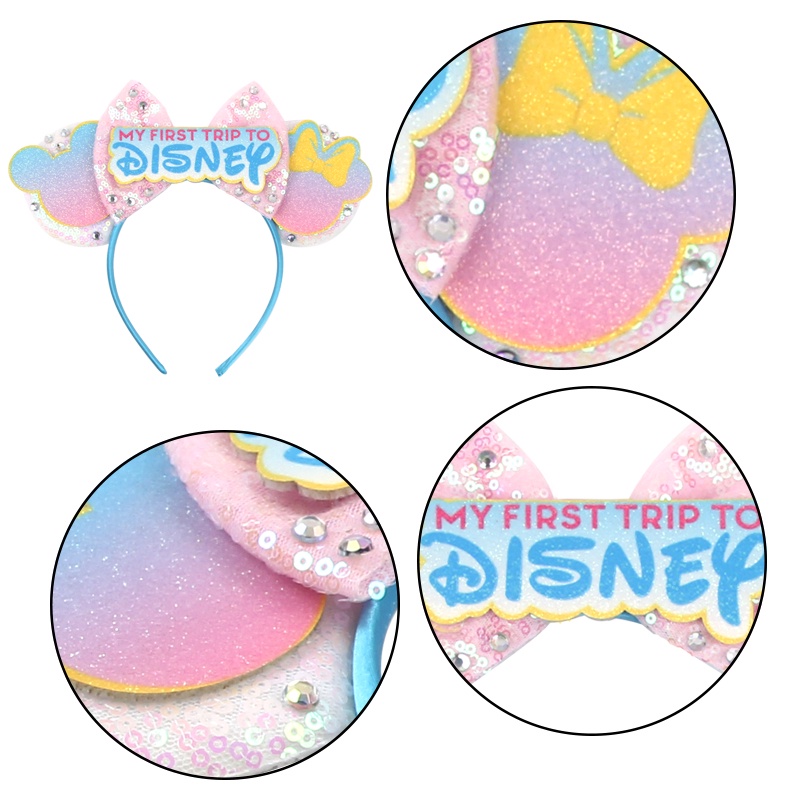 Disney ที่คาดผมหูมิกกี้ ประดับเลื่อม โบว์ ปราสาท เทศกาล ปาร์ตี้ คอสเพลย์ DIY สําหรับเด็กผู้หญิง - รูปที่ 5