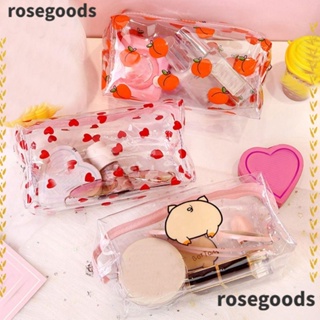 Rosegoods1 กระเป๋าเครื่องสําอาง PVC ใส จุของได้เยอะ มีซิป ขนาดเล็ก สําหรับเดินทาง