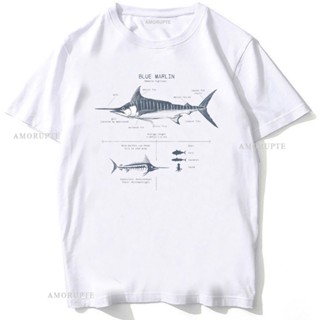 เสื้อยืดแขนสั้นลําลอง พิมพ์ลาย Marlin Anatomy Hammerhead Shark สีขาว สไตล์ฮิปฮอป สําหรับผู้ชาย และผู้หญิง