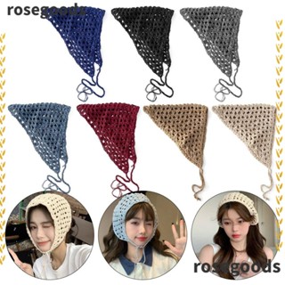 Rosegoods1 ที่คาดผม กลวง ถัก โรแมนติก ลูกไม้ ผ้าพันคอ ย้อนยุค ตกแต่ง สามเหลี่ยม