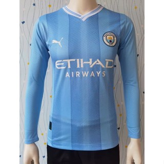 เสื้อกีฬาแขนยาว ลายทีมชาติฟุตบอล Manchester City 2324 ชุดเหย้า คุณภาพสูง