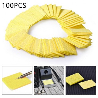 ⚡NEW 8⚡Soldering Iron Sponge Pads Remove Residue Welding Yellow 100pcs Cleaning