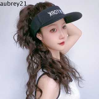 Aubrey1 หมวกเบสบอล วิกผมหางม้ายาว ทนความร้อน สีดํา สวมใส่ง่าย เหมาะกับฤดูร้อน สําหรับผู้หญิง