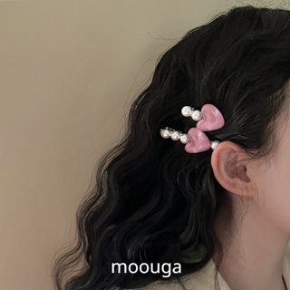 Moouga กิ๊บติดผม รูปคลื่น ประดับไข่มุก สไตล์ฝรั่งเศส สําหรับผู้หญิง