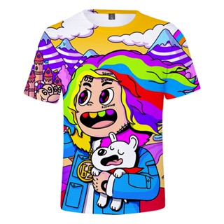 เสื้อยืดคอกลม พิมพ์ลายแร็ปเปอร์ 6Ix9Ine สไตล์ฮาราจูกุ