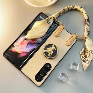 เคสมือถือ ลายหมากรุก พร้อมสายคล้อง หรูหรา สําหรับ Samsung Galaxy Z Fold5 Z Fold 3 Z Fold4 5G