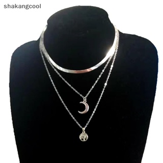 Shakangcool สร้อยคอโซ่ จี้รูปดวงจันทร์ หลายชั้น เครื่องประดับแฟชั่น สําหรับผู้หญิง ของขวัญวันเกิด