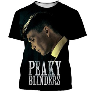 ใหม่ เสื้อยืดลําลอง แขนสั้น พิมพ์ลาย Peaky Blinders สไตล์ฮาราจูกุ สตรีท คลาสสิก