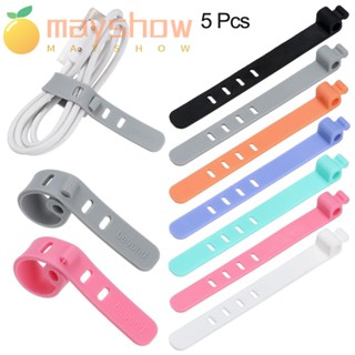 Mayshow 5 ชิ้น 4 รู ที่ม้วนสายเคเบิล หูฟังนุ่ม จัดระเบียบสาย USB