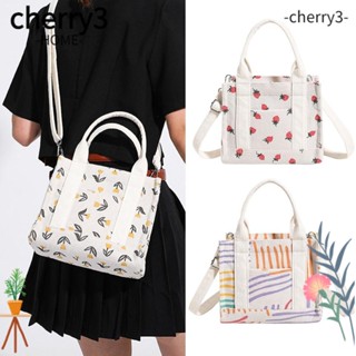 Cherry3 กระเป๋าถือ กระเป๋าสะพายไหล่ ทรงโท้ท ขนาดเล็ก มีซิป ลายดอกไม้ สไตล์โบโฮ สําหรับสตรี