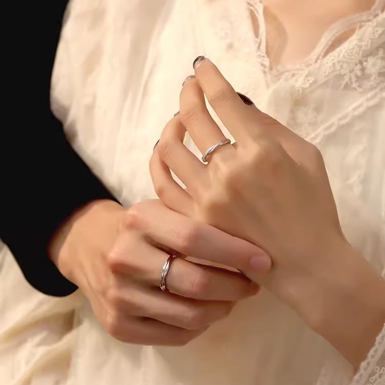 J072 Mobius คนรักแหวน Infinite Love แหวนปรับได้สําหรับผู้ชายและผู้หญิงเปิดแหวนออกแบบ - รูปที่ 7