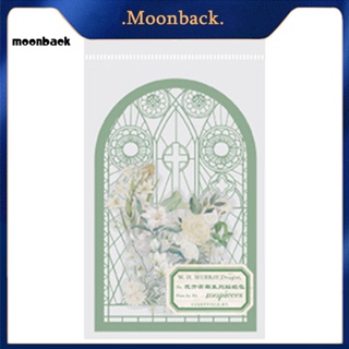 &lt;moonback&gt; สติกเกอร์ PET ใส ลายดอกไม้ พืช ความหนืดสูง ลอกออกได้ สไตล์วินเทจ สําหรับติดตกแต่งเครื่องเขียนเด็ก 100 แผ่น