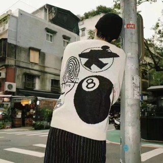 Nike X Stussy เสื้อกันหนาวลําลอง คอกลม ผ้าถัก ให้ความอบอุ่น แฟชั่นสําหรับผู้ชาย และผู้หญิง