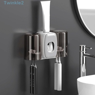 Twinkle ที่วางแปรงสีฟัน พลาสติก สีดํา/สีขาว/สีเขียว ไม่ต้องเจาะผนัง ที่วางแก้วน้ํายาบ้วนปาก สําหรับเด็ก