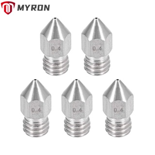 Myron หัวฉีดเครื่องพิมพ์ MK8 สเตนเลส 0.4 มม. M6 อุปกรณ์เสริม สําหรับเครื่องพิมพ์ 1.75 มม. Creality Ender 3 Ender 3 V2 Ender 5 5 ชิ้น