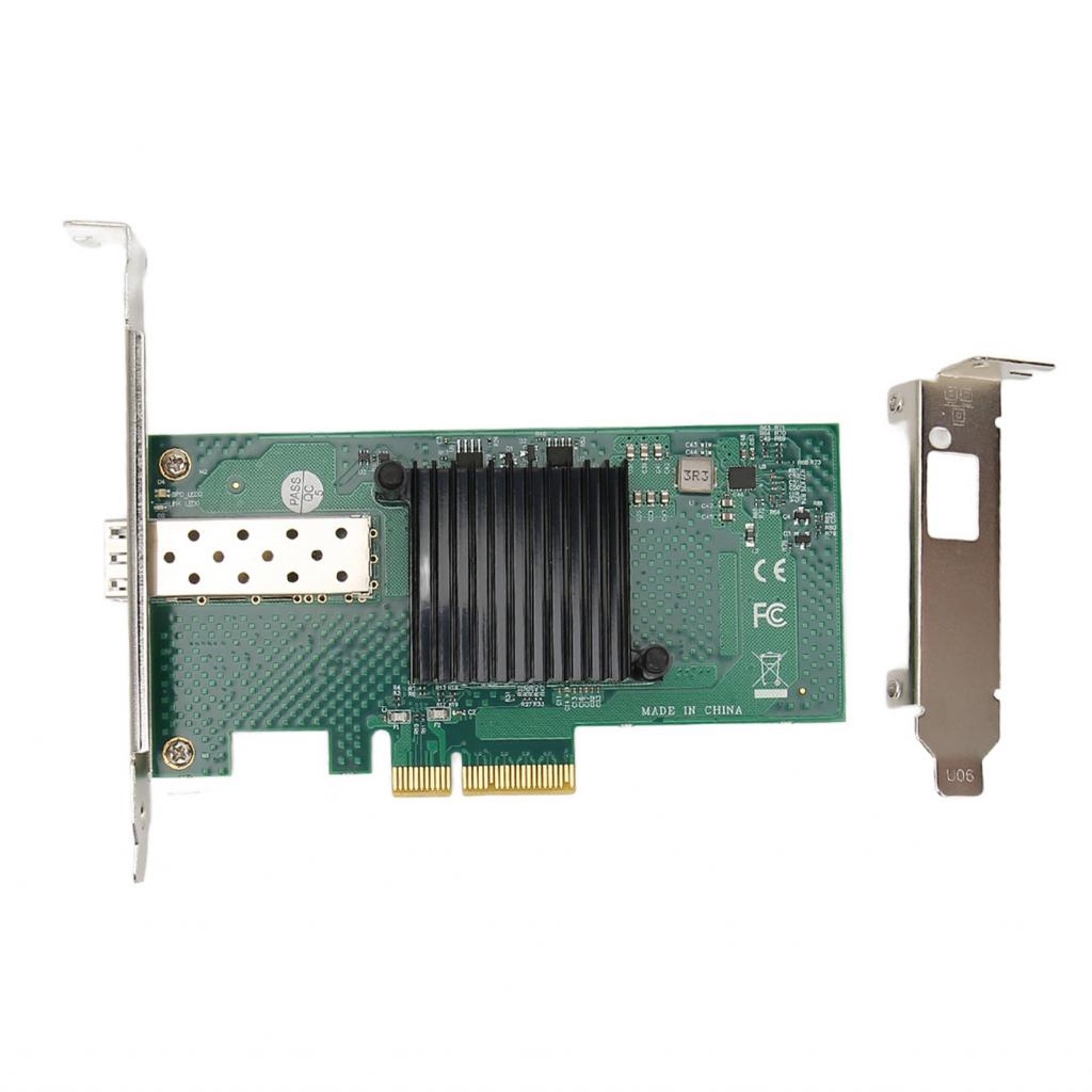 การ์ดเครือข่าย PCIe 10000Mbps PCI Express X4 5.0GT/s SFP LC Optical Fiber Gigabit Server Adapter เหม