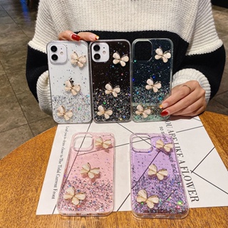 เคสโทรศัพท์มือถือ ซิลิโคนนิ่ม ใส ลายผีเสื้อ 3D ประดับเลื่อม กลิตเตอร์ ระยิบระยับ หรูหรา สําหรับ Vivo Y27 5G Y36 5G Y27 5G