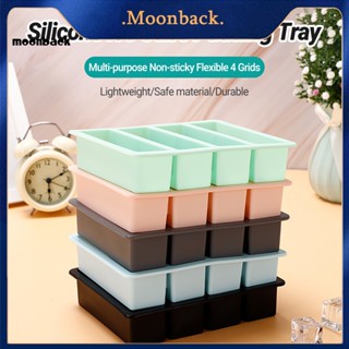 &lt;moonback&gt; ถาดทําน้ําแข็ง แบบยาว 4 ช่อง วางซ้อนกันได้ สําหรับบ้าน ห้องครัว บาร์ DIY