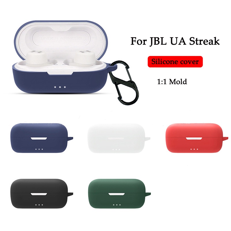 เคสซิลิโคนนิ่ม สีพื้น พร้อมตะขอ สําหรับหูฟังบลูทูธไร้สาย JBL UA Streak