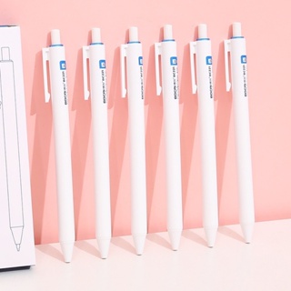 6 ชิ้น ปากกาหมึกเจล แบบแห้งเร็ว 0.5 มม. สีดํา น้ําเงิน แดง สำนักงานโรงเรียน Simple ST Nib Retractable Pen