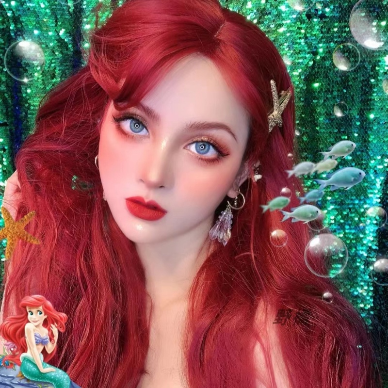 วิกผมยาวหยิกตรง คอสเพลย์สังเคราะห์ สีแดง ทนความร้อน สําหรับผู้หญิง และผู้ชาย - รูปที่ 3