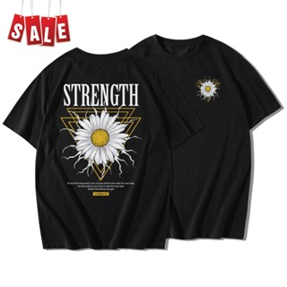 YFเสื้อยืดแขนสั้นคอกลม Cotton 100% สกรีนลาย STRENGTH (STREETWEAR)