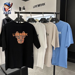 Lifework เสื้อยืด แขนสั้น พิมพ์ลายหัวสุนัข UNISEX